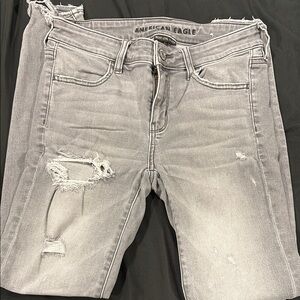 American Eagle Outfitters Gray Skinny Jeans Distressed